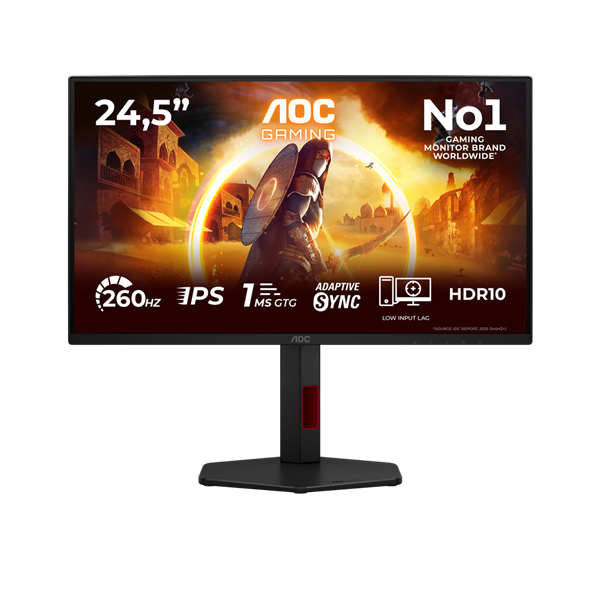 AOC IPS Gaming 260Hz monitor 24,5" 25G4ZR, 1920x1080, 16:9, 300cd/m2, 1ms, 1xHDMI/1xDisplayPort, pivot