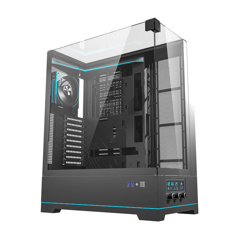 Darkflash DY450L PRO számítógépház + 1 ventilátor Fekete 
