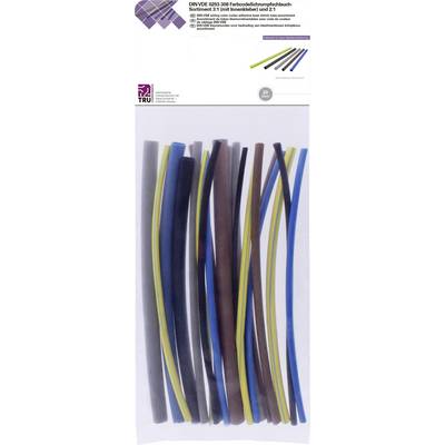 TRU COMPONENTS T1902CA044 Zsugorcső készlet Kék, Barna, Szürke, Zöld, Sárga, Fekete Zsugorodási arány:3:1, 2:1 20 rész TRU COMPONENTS T1902CA044 Zsugorcső készlet Kék, Barna, Szürke, Zöld, Sárga, Fekete Zsugorodási arány:3:1, 2:1 20 rész