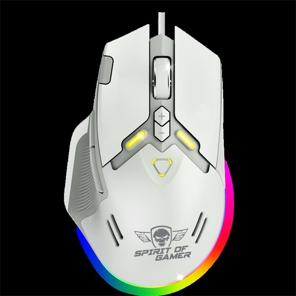 Spirit of Gamer   ELITE-M60 White Optikai 20000 DPI 1000Hz 9 programozható gomb RGB vezetékes Egér Fehér
