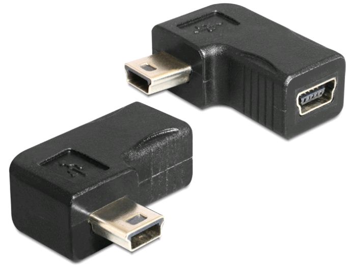 Delock USB-B mini 5 pin apa / anya adapter 90°-ban elforgatott  (65448)