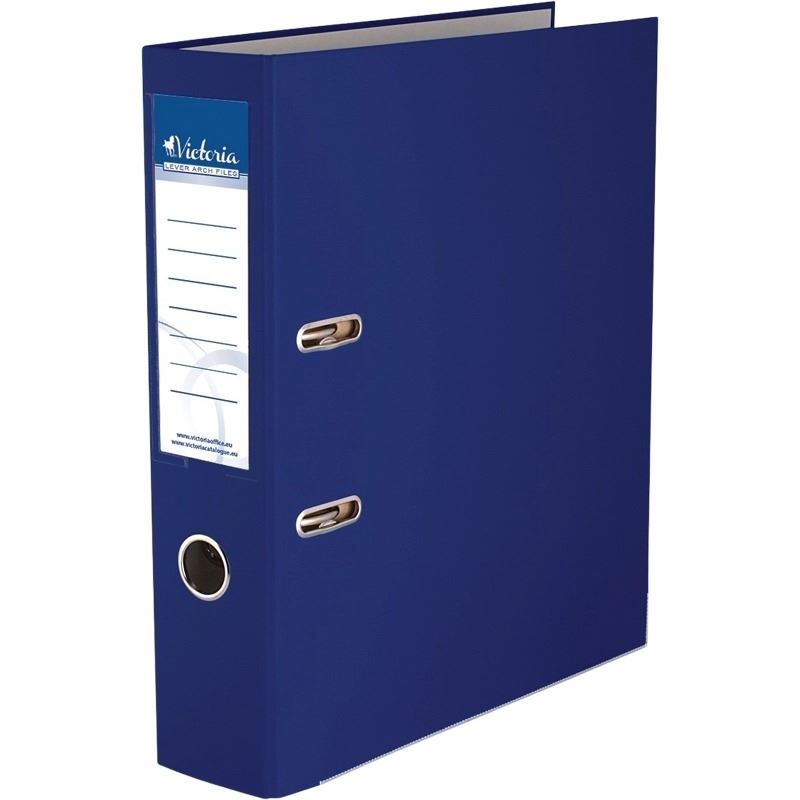 Iratrendező, 75 mm, A4, PP/karton, élvédő sínnel, VICTORIA OFFICE, "Basic", sötétkék Iratrendező, 75 mm, A4, PP/karton, élvédő sínnel, VICTORIA OFFICE, "Basic", sötétkék