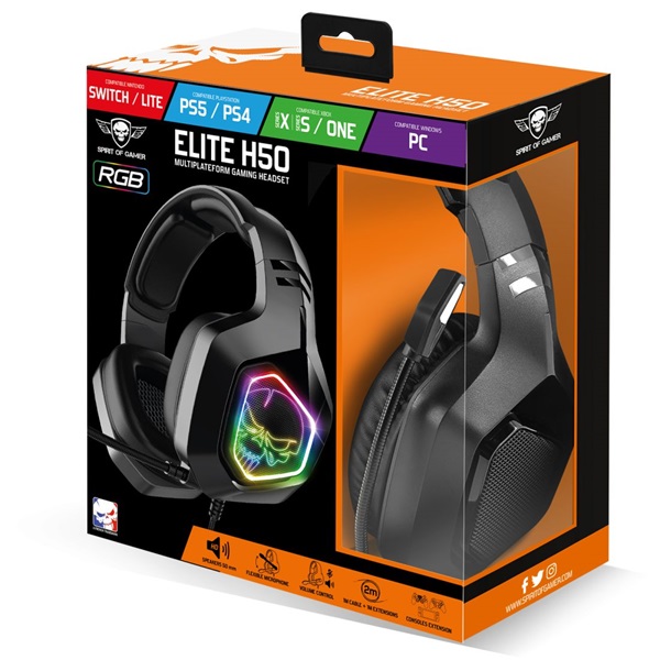 Spirit of Gamer ELITE H50 Mikrofonos fejhallgató fekete (MIC-EH50BK)