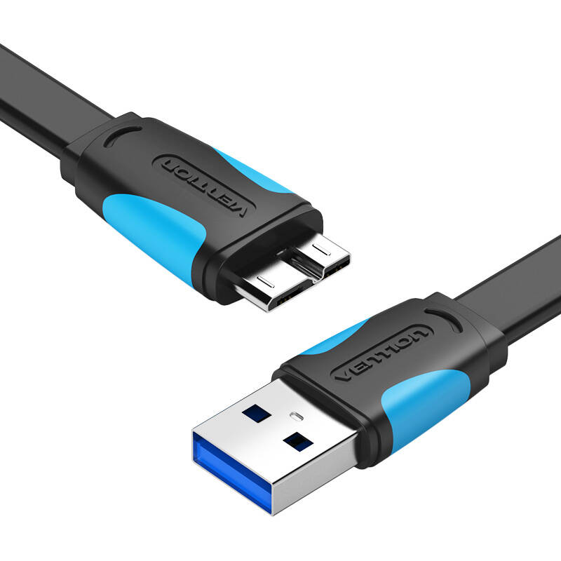 Flat USB 3.0 A to Micro-B cable Vention VAS-A12-B100 1m Black Flat USB 3.0 A to Micro-B cable Vention VAS-A12-B100 1m Black
