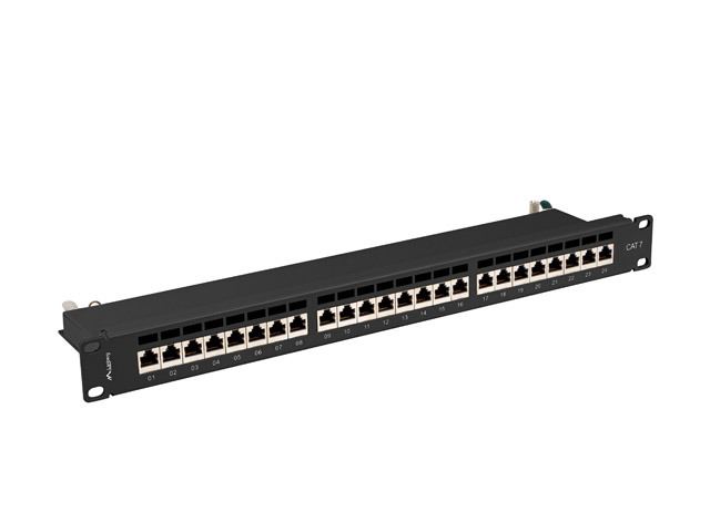 Lanberg Patch panel CAT7 FTP 24 PORT 1U 19" árnyékolt fekete (PPS7-1024-B)
