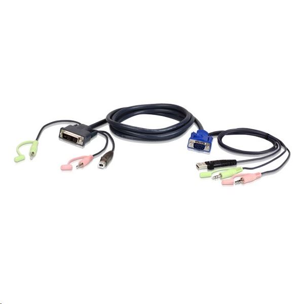 ATEN KVM Kábel USB VGA-DVI-I Audio 1.8m (2L-7DX2U)