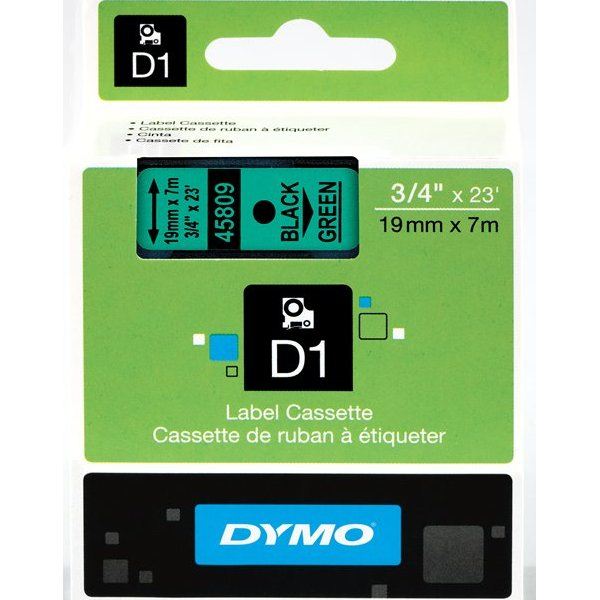 DYMO "D1" Feliratozógép szalag 19 mm x 7 m fekete-zöld (45809)