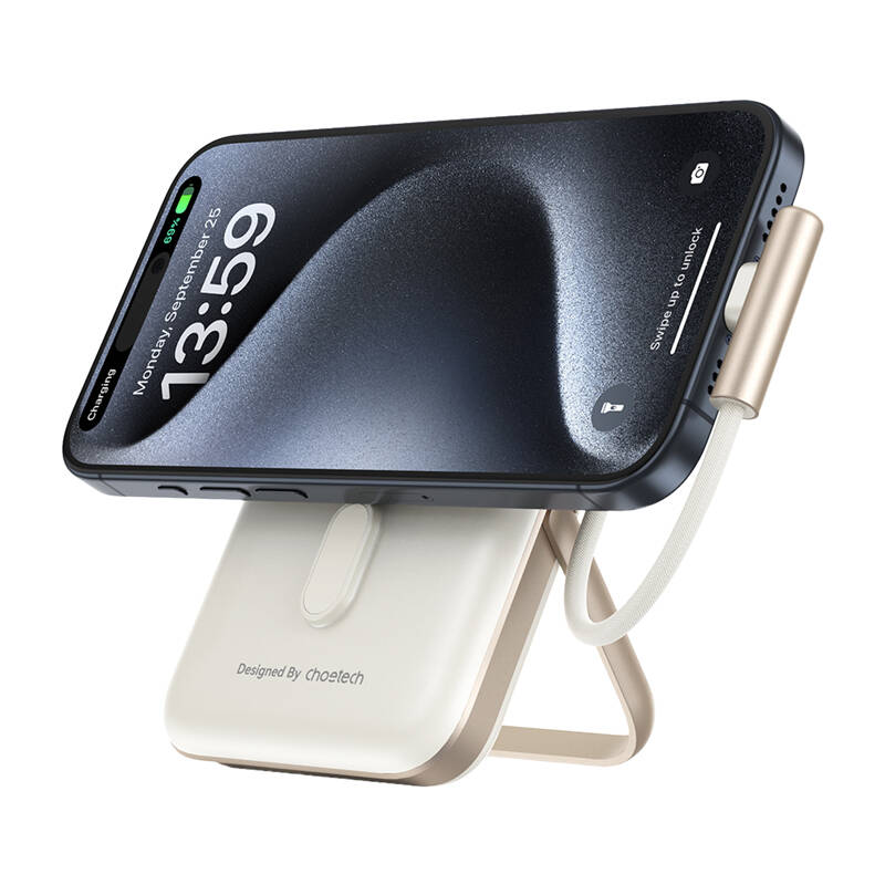 Choetech B735   10000mAh 20W PD powerbank + USB-C kábel Fehér