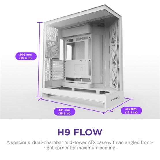 HÁZ NZXT Midi - H9 Flow (2025) - Matt fehér - CM-H92FW-01