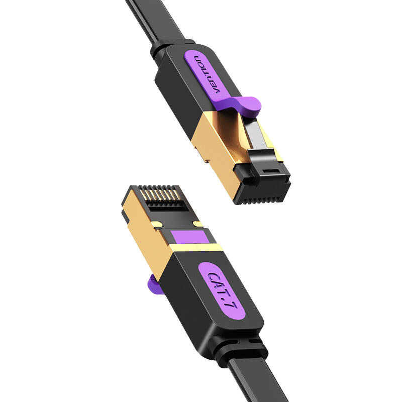 Flat UTP Category 7 Network Cable Vention ICABD 0.5m Black Flat UTP Category 7 Network Cable Vention ICABD 0.5m Black