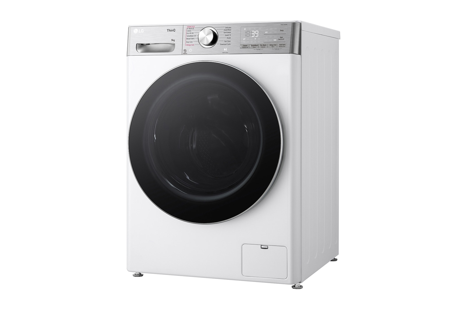 LG F4WR909P3W Elöltöltős mosógép – 9 kg, 1400 ford./perc, A Energiaosztály, TurboWash360, AI DD, Steam, LG ThinQ WiFi funkcióval