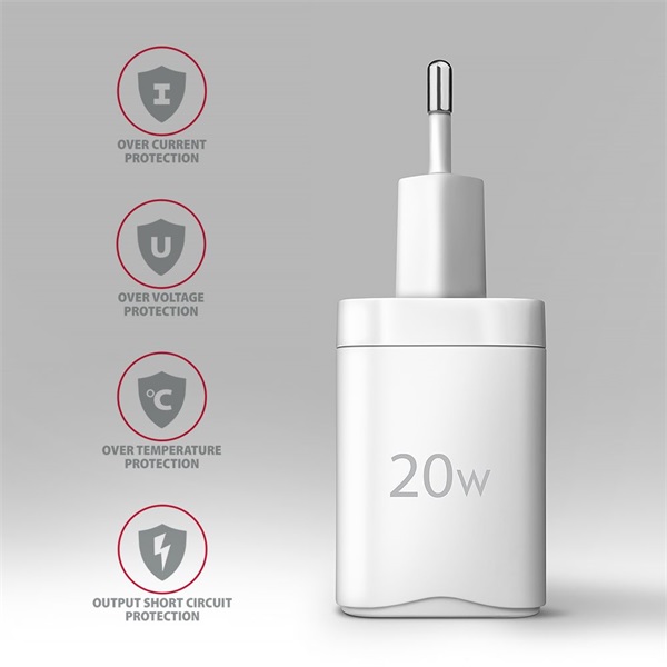 AXAGON ACU-PQ20W QC3.0/AFC/FCP + PD type-C 20W fehér töltő AXAGON ACU-PQ20W QC3.0/AFC/FCP + PD type-C 20W fehér töltő