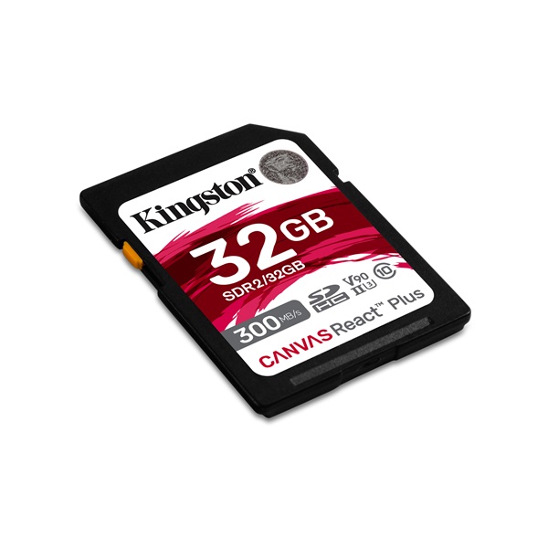 32GB SDHC Kingston Canvas React Plus CL10 UHS-II U3 V90 memóriakártya (SDR2/32GB)