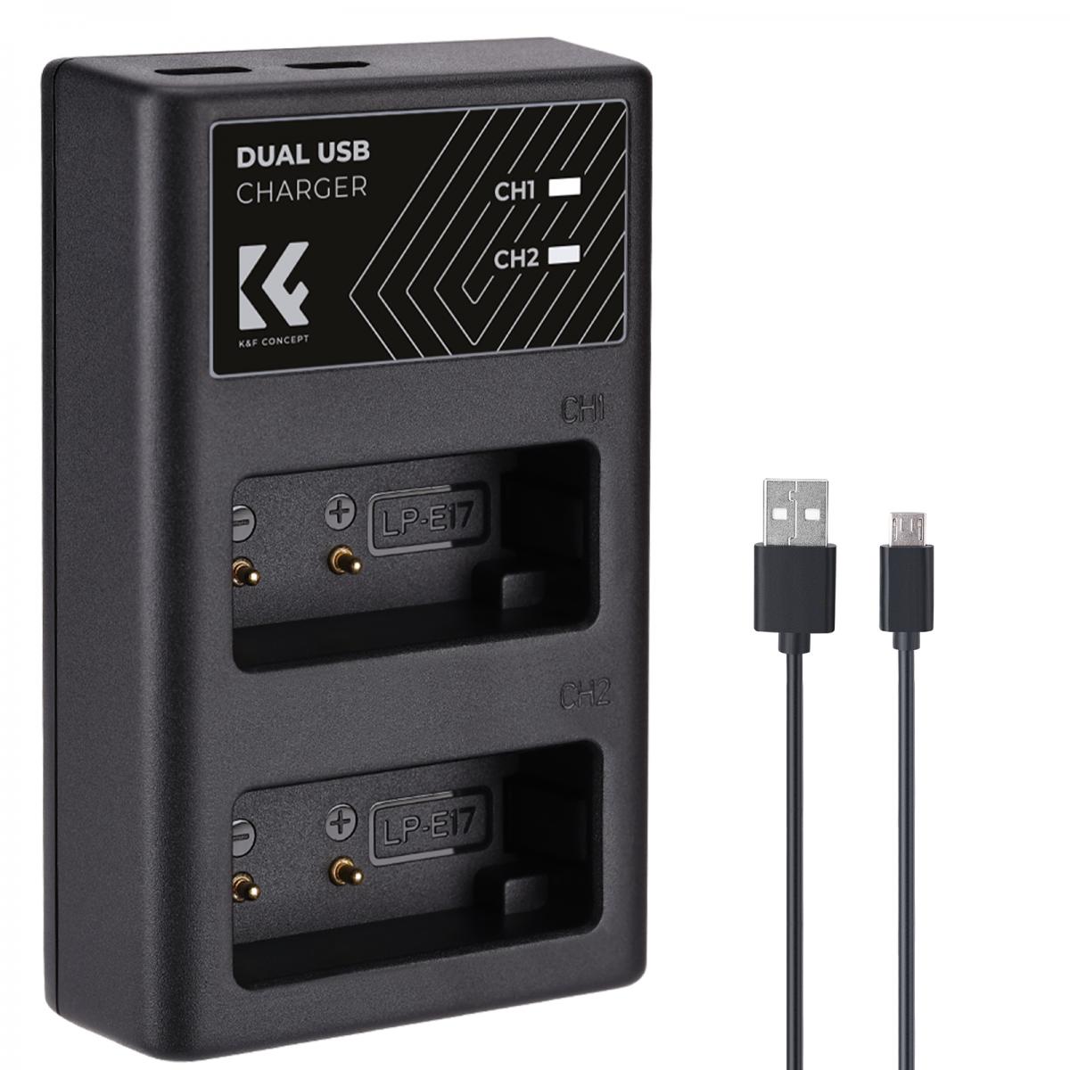 K&F Concept hordozható dupla LC-E17 akkumulátor töltő, USB-C, 2db LP-E17 akkumulátorhoz K&F Concept hordozható dupla LC-E17 akkumulátor töltő, USB-C, 2db LP-E17 akkumulátorhoz