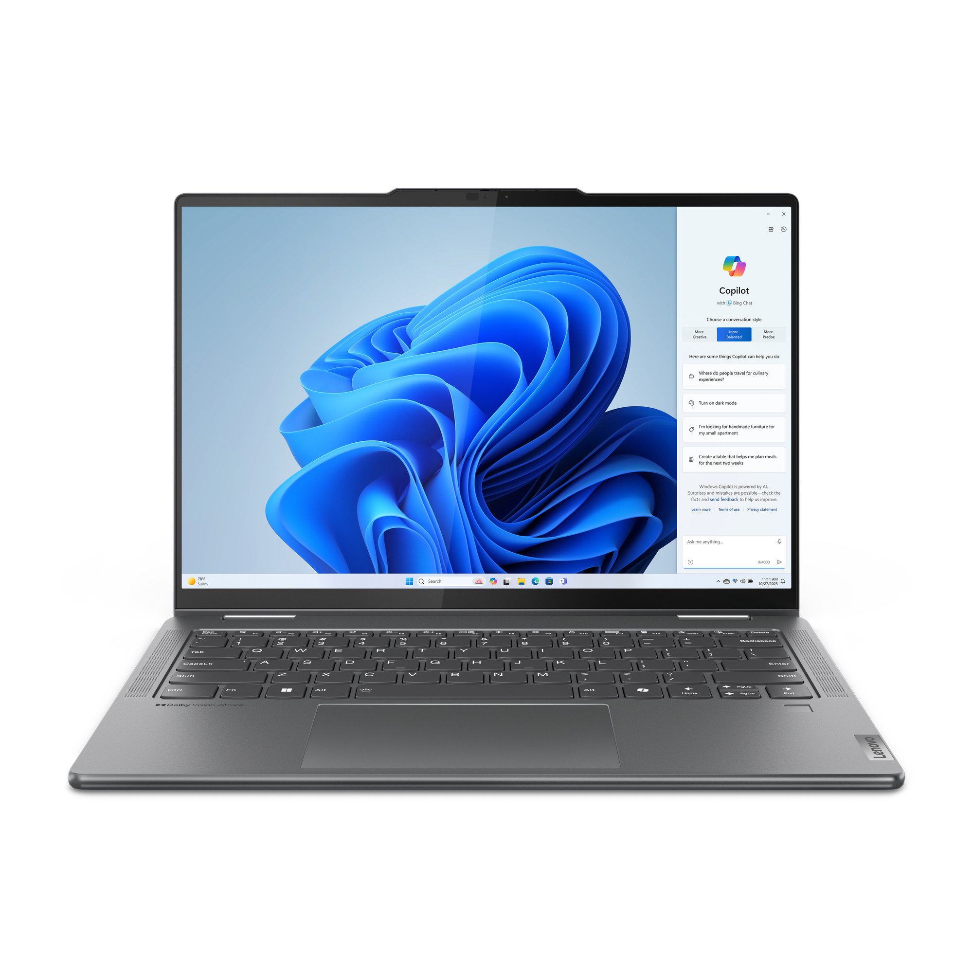 Lenovo Yoga 7 2-in-1 Laptop - 14" WUXGA, Intel Core Ultra 5 125H, 16GB DDR5 RAM, 512GB SSD, Magyar billentyűzet, Windows 11 Home, Szürke