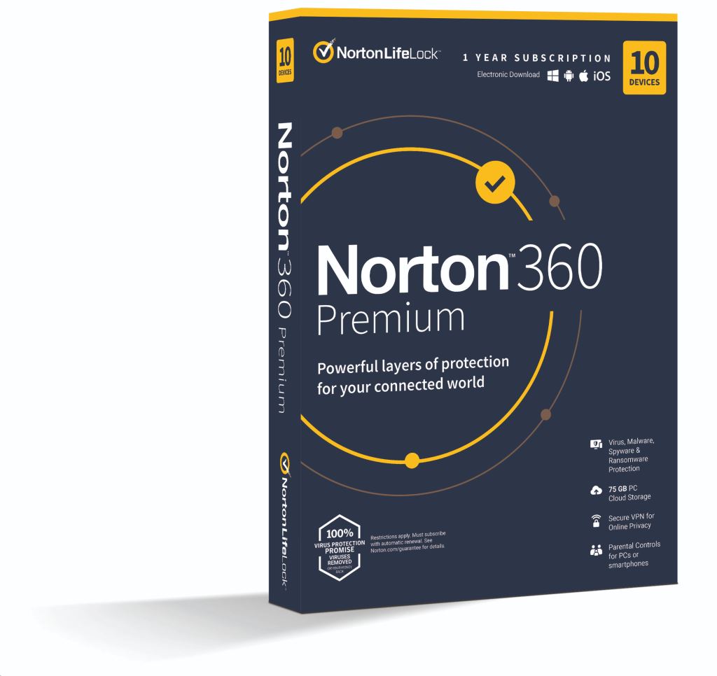 NortonLifeLock Norton 360 Premium 75GB 1 felhasználó 10 eszköz 1 év licence