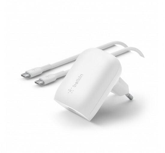 Belkin Boost Chagre PD hálózati gyorstöltő Type-C 30W fehér + Type-C kábel (WCA005VF1MWH-B6)