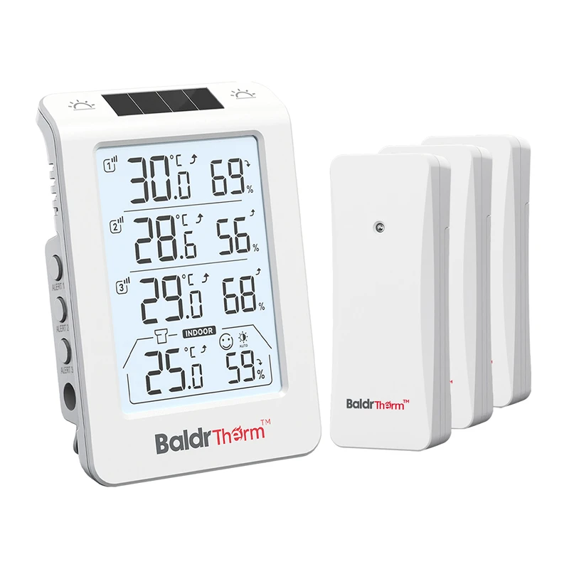 BALDRTHERM B0598 3-csatornás hőmérséklet- és páratartalom-mérő automatikus háttérvilágítással
