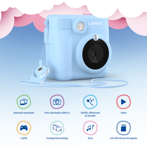 LAMAX InstaKid1 Blue Instant hőpapíros fényképezőgép LAMAX InstaKid1 Blue Instant hőpapíros fényképezőgép