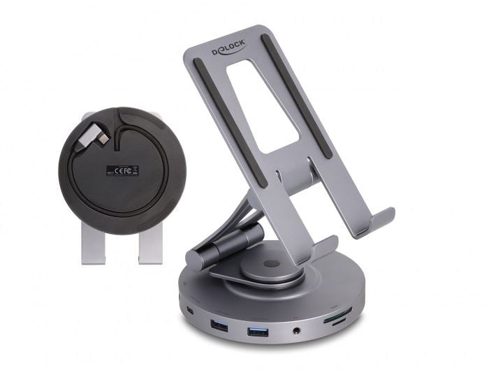 Delock Tablet és laptop dokkoló állomás 4K beépített tartóval - HDMI / USB / Hub / SD / Micro SD / PD 3.0 - 360 forgatható (88017) Delock Tablet és laptop dokkoló állomás 4K beépített tartóval - HDMI / USB / Hub / SD / Micro SD / PD 3.0 - 360 forgatható (88017)