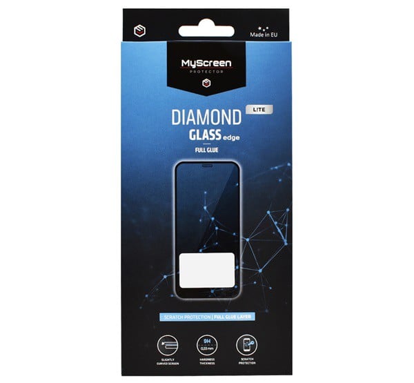 MYSCREEN DIAMOND GLASS LITE EDGE képernyővédő üveg (2.5D full glue, íves, karcálló, 0.33 mm, 9H) FEKETE [Samsung Galaxy M22 (SM-M225F)]