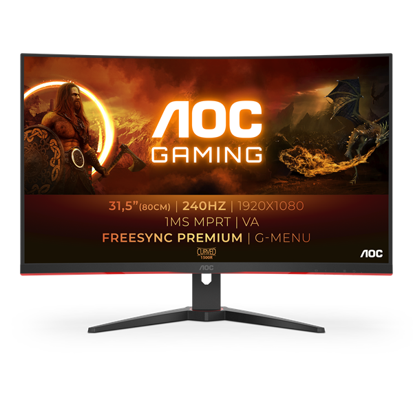 AOC  31.5" C32G2ZE/BK 1920x1080 Ívelt Gaming 240Hz VA monitor