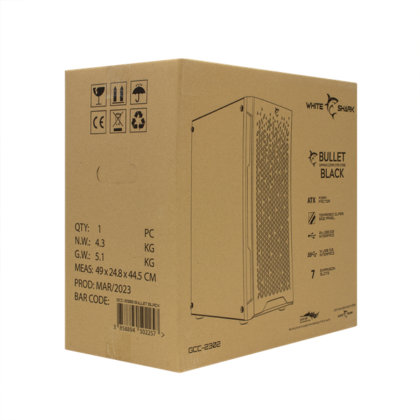 White Shark BULLET-BLACK GCC-2302 ATX mid Tower ATX / M-ATX / ITX Számítógép ház 