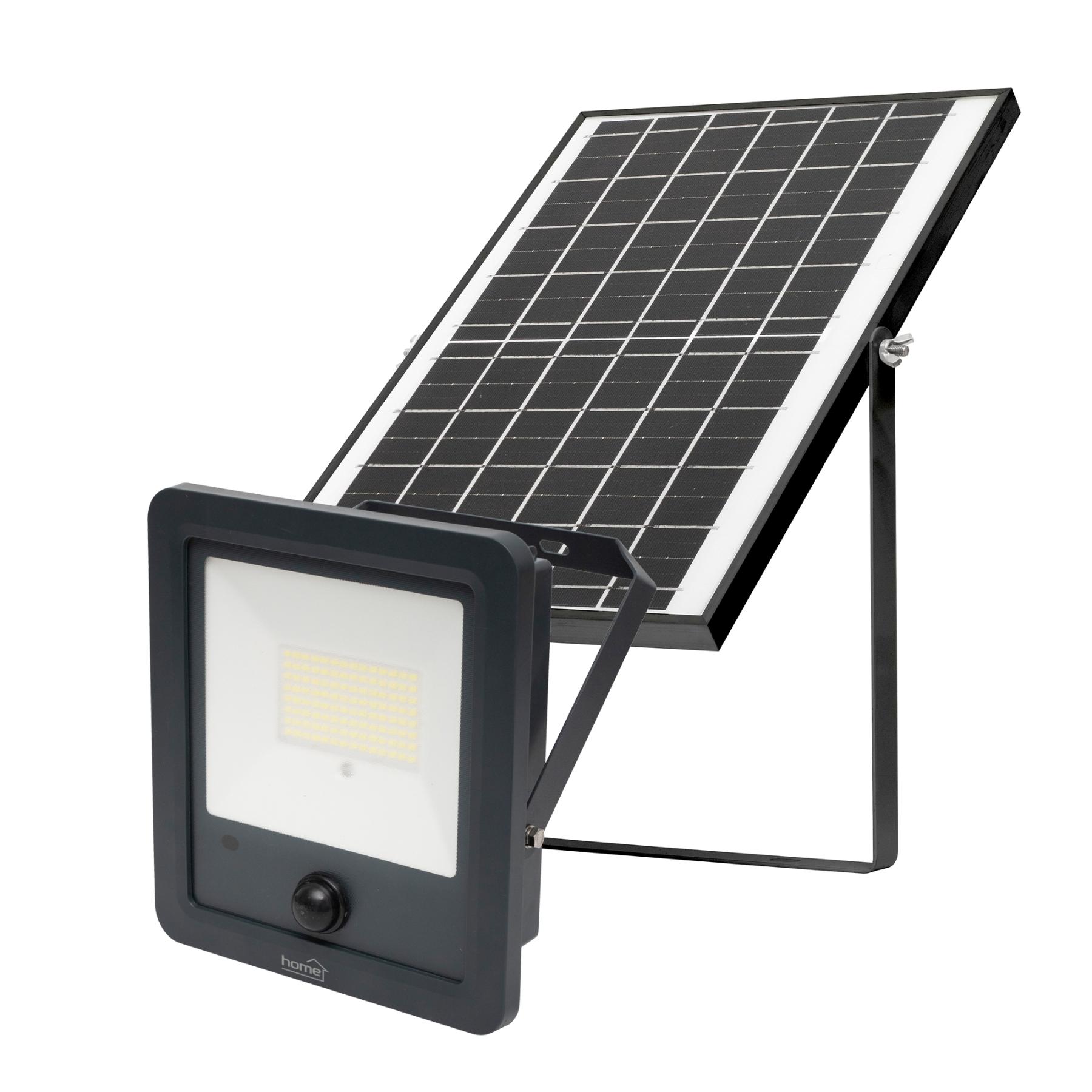 Home napelemes LED reflektor, 112 db SMD LED, 1800lm, mozgásérzékelő, IP65 védettség, szolárpanel, távirányítható (FLP1800SOLAR)