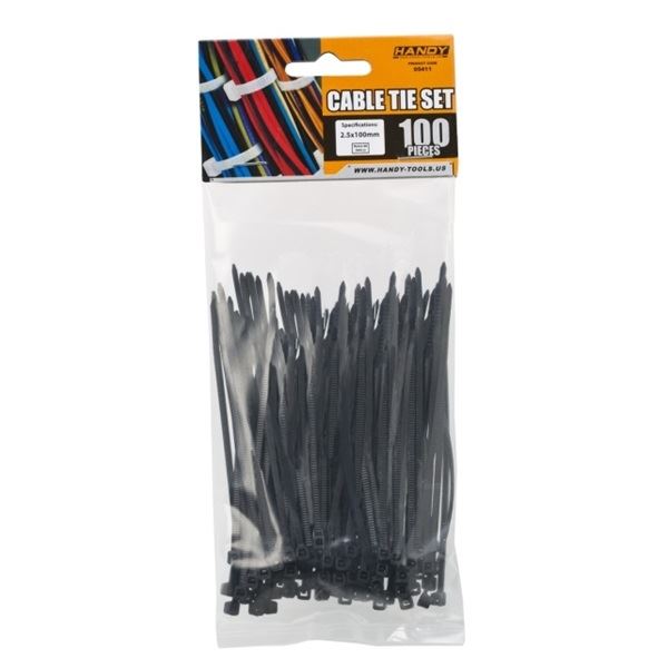 Handy-Tools Vezeték kötegelő, 100x2,5mm, fekete, 100db-os (05411)