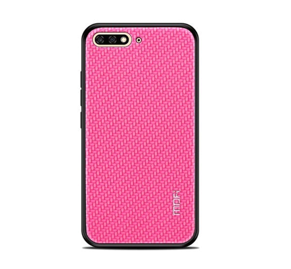 MOFI HONOR műanyag telefonvédő (szilikon keret, bőr hatású hátlap, fonott minta) MAGENTA [Huawei Y6 (2018)]