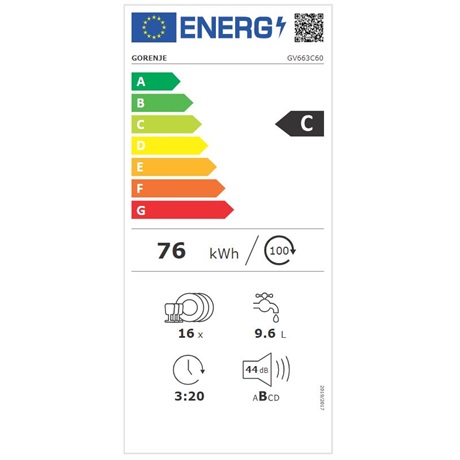 Gorenje GV663C60  16 terítékes beépíthető mosogatógép