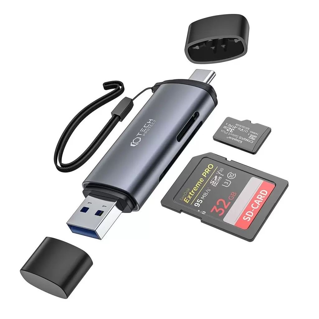 Tech-Protect 128319 Ultraboost Kártyaolvasó 4in1 SD Micro SD szürke  