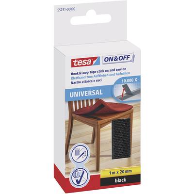 Tesa öntapadós tépőzár, tépőzáras ragasztószalag 1000 mm x 20 mm fekete TESA On & Off 55231-00-01 Tesa öntapadós tépőzár, tépőzáras ragasztószalag 1000 mm x 20 mm fekete TESA On & Off 55231-00-01