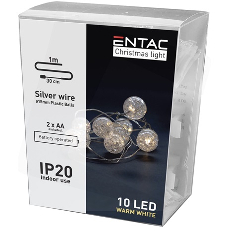 Entac ECL-CPB-10WW KARÁCSONYI FÜZÉR ÁTTETSZŐ MŰANYAG GOLYÓ 10 LED Entac ECL-CPB-10WW KARÁCSONYI FÜZÉR ÁTTETSZŐ MŰANYAG GOLYÓ 10 LED