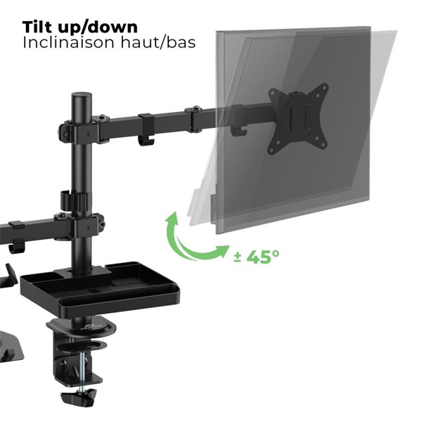 Advance   XTENDMOUNTS FLEX  17-32" Max.: 2x9kg  dönthető  forgatható Monitor/Notebook Asztali konzol  Fekete 