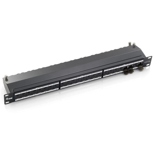 Equip 326624  24 port Cat6A 1U árnyékolt Patch panel Fekete 
