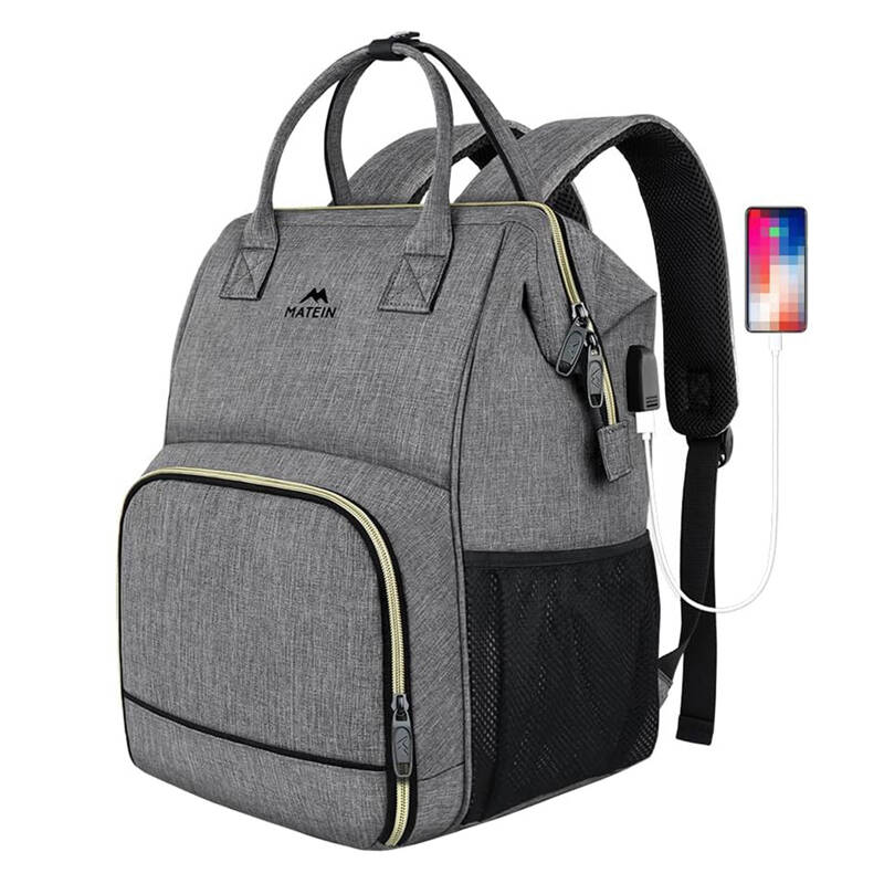 Matein 1368 USB 15.6'' Laptop hátizsák / ebéd táska   Szürke