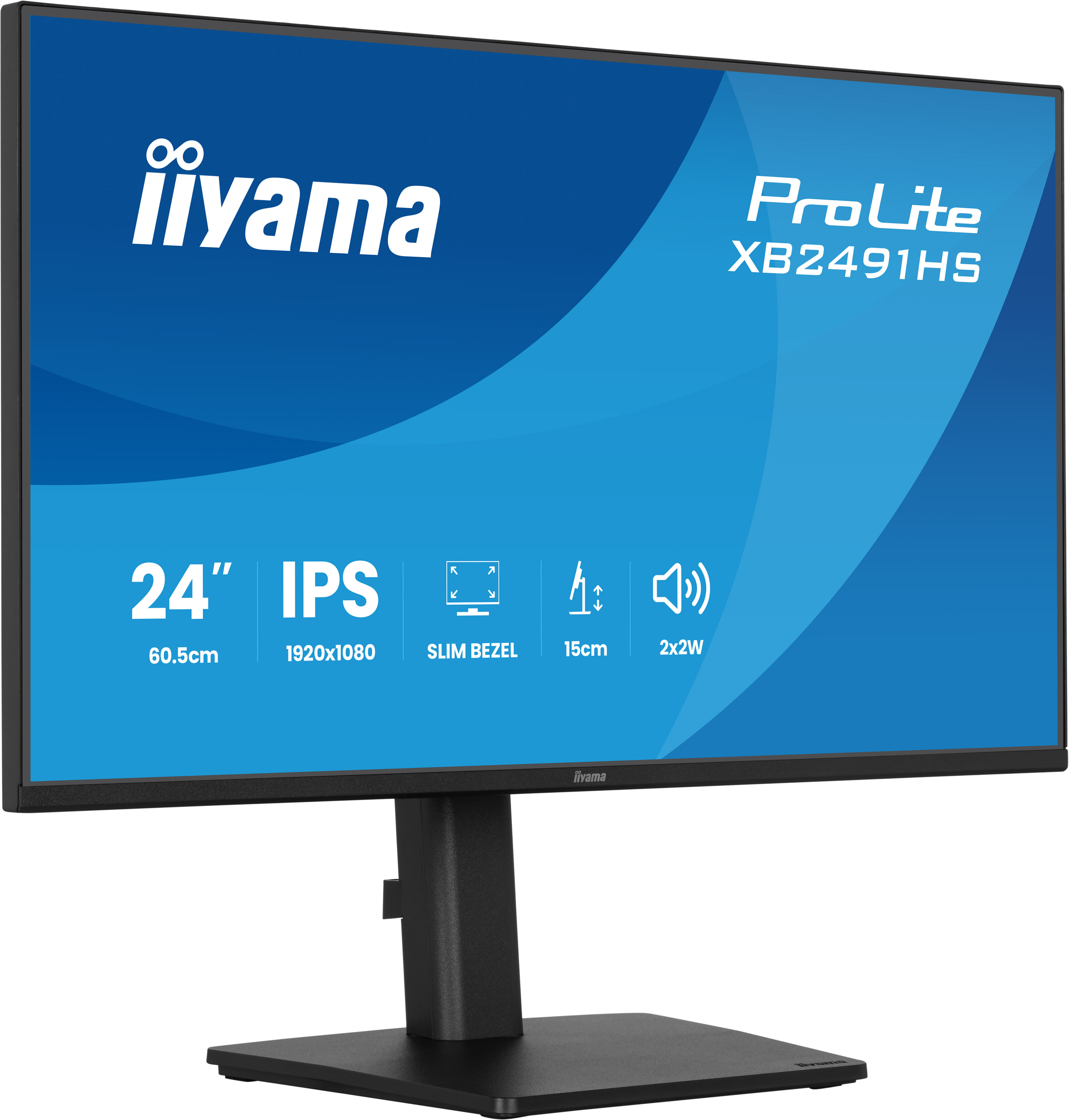 iiyama 23,8" ProLite XB2491HS-B1 Monitor - 1920x1080, Full HD, LED, IPS, 120Hz, 1ms, Hangszóró, Pivot, Fekete