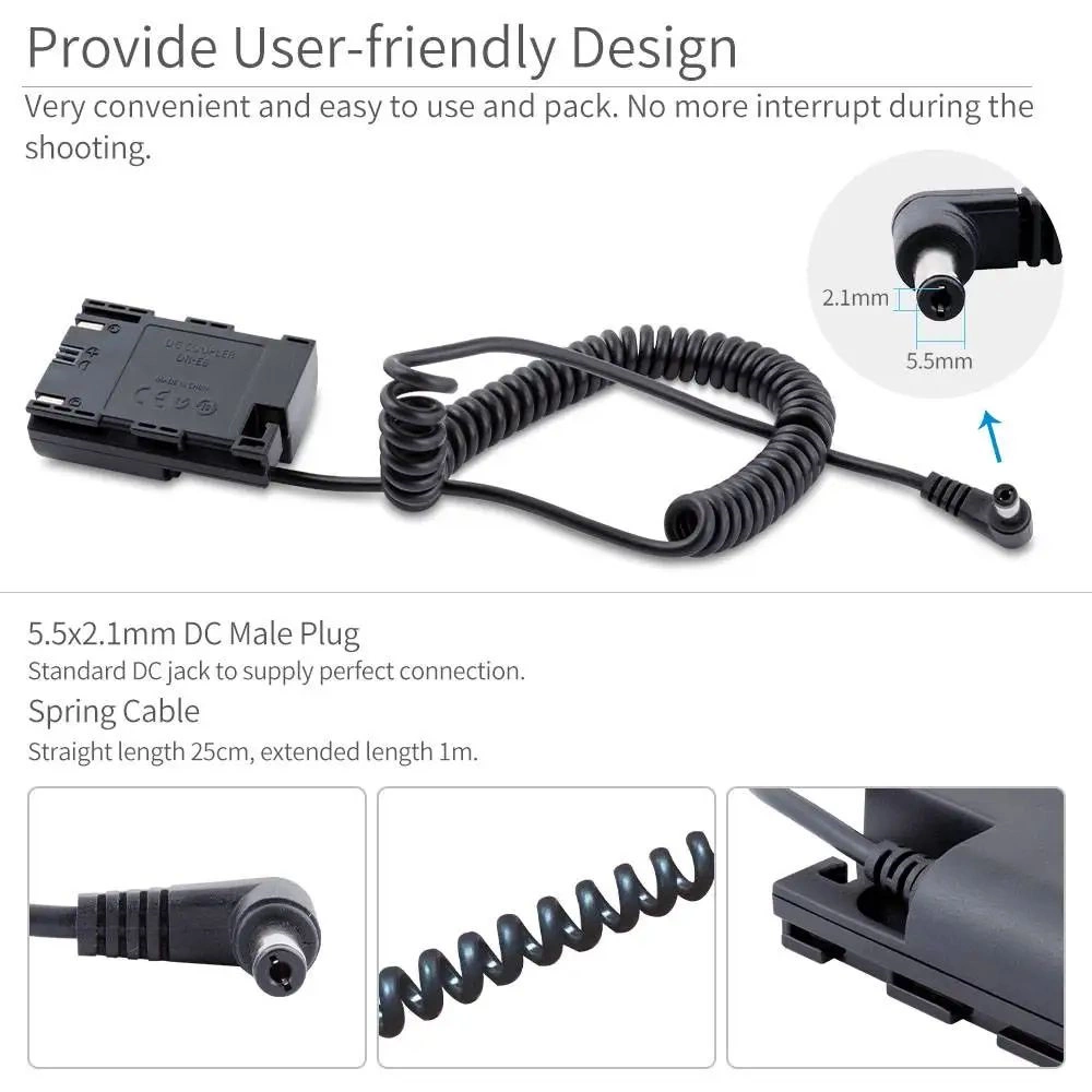FEELWORLD dummy battery DR-E6 to DC