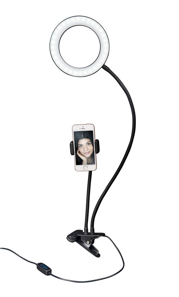 Dörr SLR-16 Bi-Color hajlítható karú LED körlámpa telefon tartóval,csipesszel Dörr SLR-16 Bi-Color hajlítható karú LED körlámpa telefon tartóval,csipesszel
