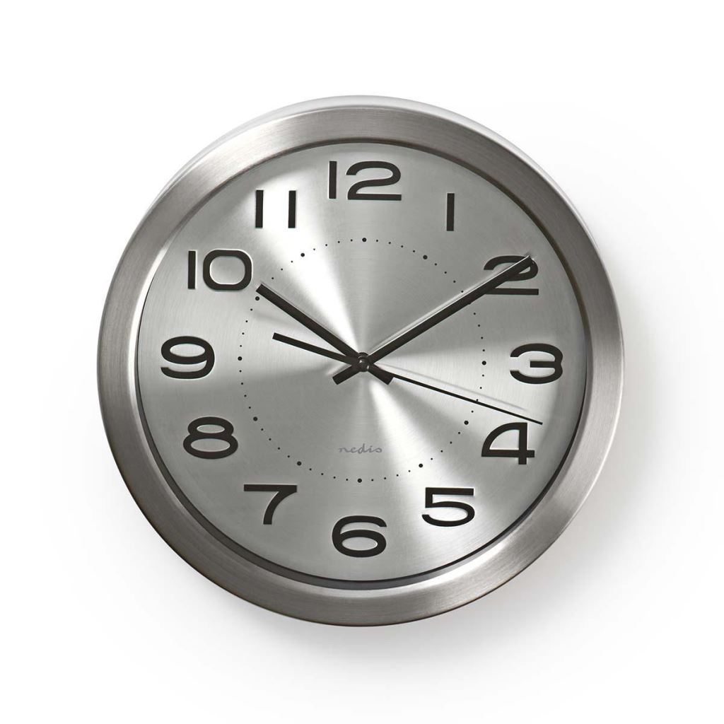 Nedis CLWA010MT30SR kör fali óra 30 cm-es átmérő rozsdamentes acél Nedis CLWA010MT30SR kör fali óra 30 cm-es átmérő rozsdamentes acél
