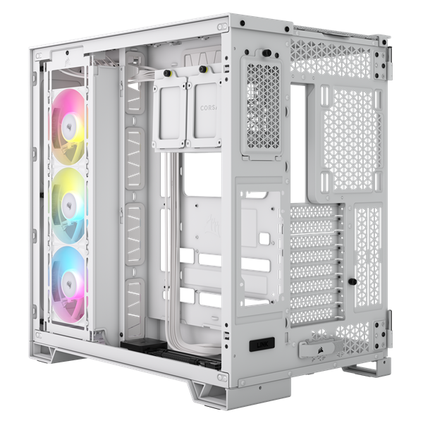CORSAIR Ház iCUE LINK 6500X RGB, 3x iCUE LINK RX120 RGB Ventilátor, Tápegység nélkül, Edzett Üveg, fehér