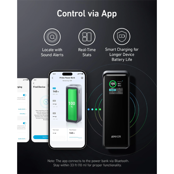 ANKER Powerbank Prime 27650mAh, 250W, 2xUSB-C Input/Output, USB-A Output, fekete - A1340011 ANKER Powerbank Prime 27650mAh, 250W, 2xUSB-C Input/Output, USB-A Output, fekete - A1340011