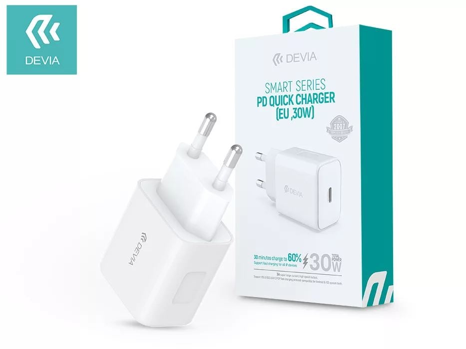 Devia hálózati töltő adapter Type-C 30W Devia Smart Series PD3.0 Quick Charger fehér (ST354861) Devia hálózati töltő adapter Type-C 30W Devia Smart Series PD3.0 Quick Charger fehér (ST354861)