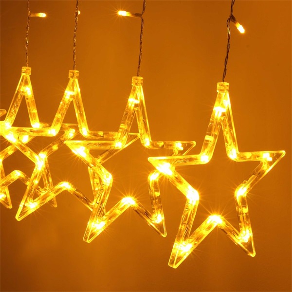 IRIS Csillag alakú fix fényű/2,5m/távirányítós/meleg fehér/12db LED-es USB-s fénydekoráció  (312-02)