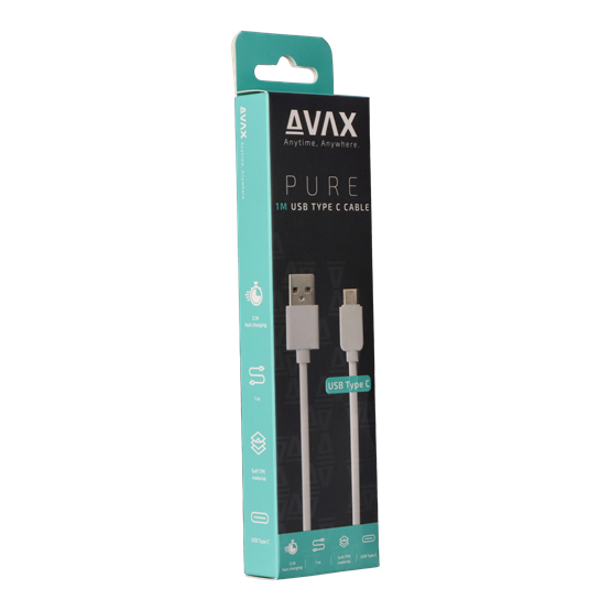  AVAX CB103W PURE 2.1A  1m USB A-Type C kábel    Fehér 