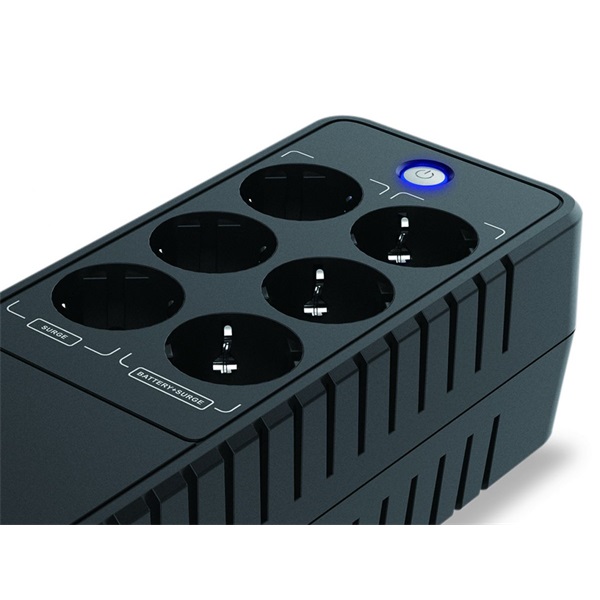 Conceptronic Elosztósor  650VA  ZEUS05E 6x Schuko Off line  RJ45 vonalvédelem Szünetmentes  Fekete 