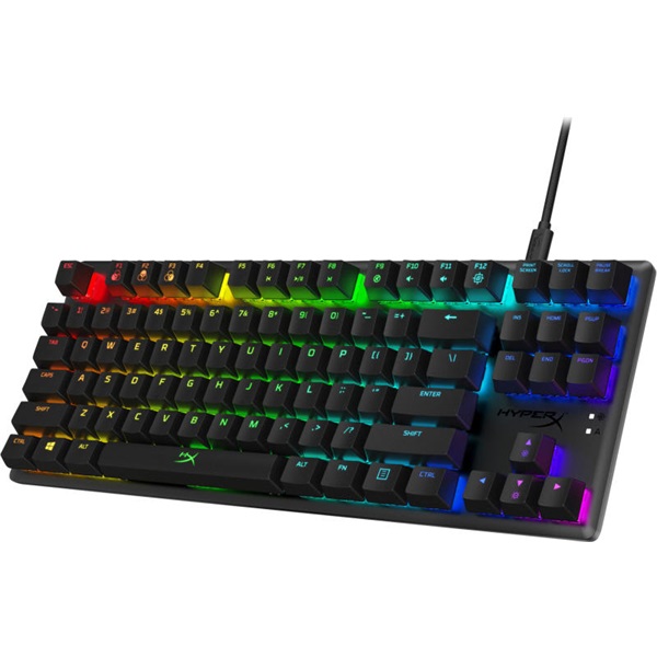 HyperX Mechanikus Billentyűzet  Alloy Origins Core RGB  Vezetékes  USB 65 gomb HX Red switch  angol kiosztás Fekete