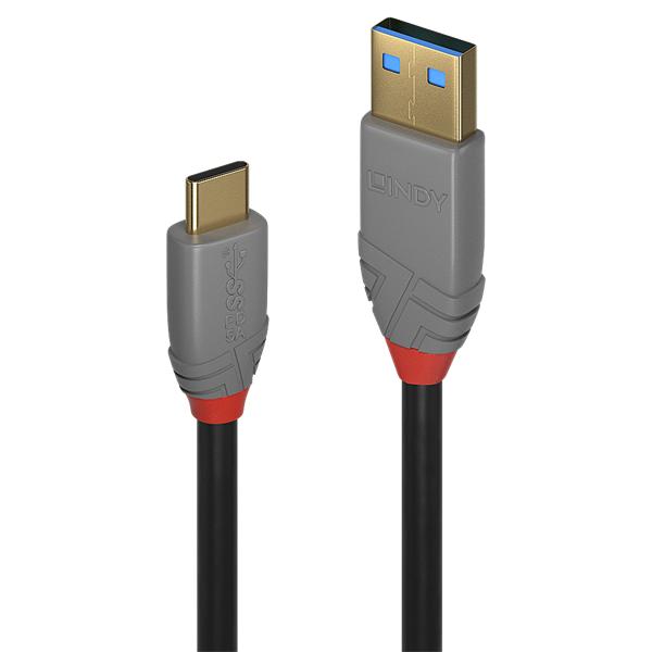 Lindy Kábel USB 3.2 Gen2 A - C, 5A, 10 Gbps, M/M  1,5m, fekete (36912)