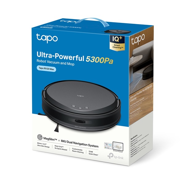 TP-LINK  TAPO RV20 MAX  LiDAR Navigációval 5300Pa Suction MagSlim Robot Porszívó és Felmosó